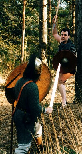 Confrontation between and Anglo-Saxon warrior and a skirmisher