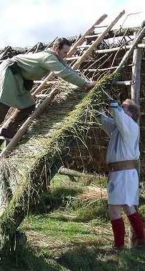 Thatching an Anglo-Saxon building